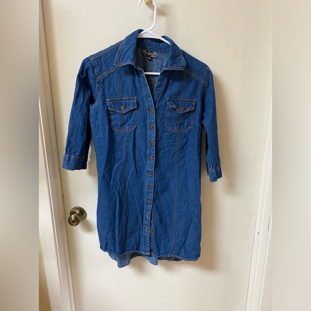 Blue Denim Button-Up Dress